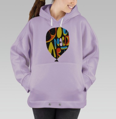 Яркое граффити с посланием «You Need Art», Hoodie Oversize Fiolet