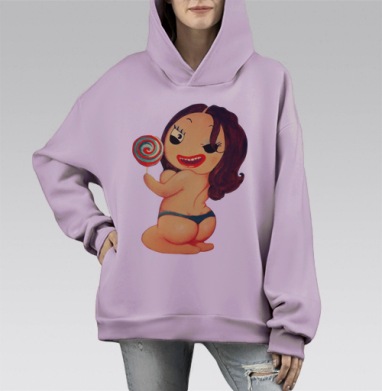 Забавные коты обнимают клубки пряжи, Hoodie Mono Fiolet, оверсайз, утепленная
