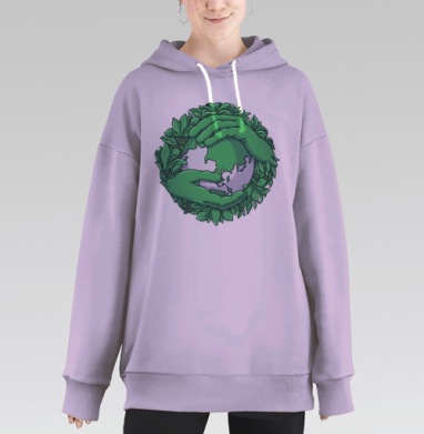 Защитник Земли: экосимвол заботы и природы, Hoodie Long Oversize Fiolet