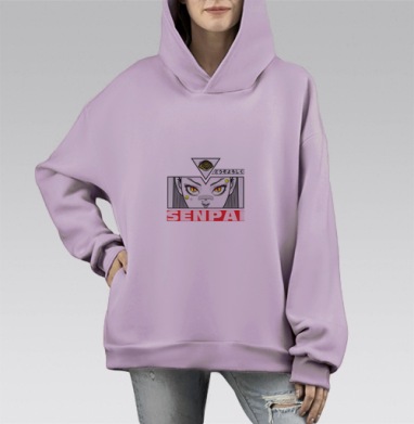 Загадочный взгляд Сэмпай с пирсингом и звездочками на лице, Hoodie Mono Fiolet, оверсайз, утепленная