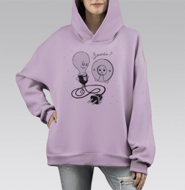 Зажгём, Hoodie Mono Fiolet, оверсайз, утепленная
