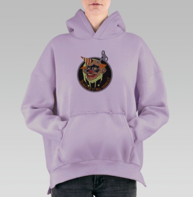 Жуткий Клоун с Заводным Ключом и Улыбкой, Hoodie Oversize Fiolet, утепленная