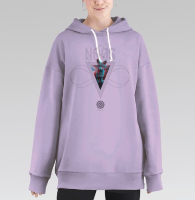 NOOS Лиса с мистическим 3D эффектом и символами, Hoodie Long Oversize Fiolet