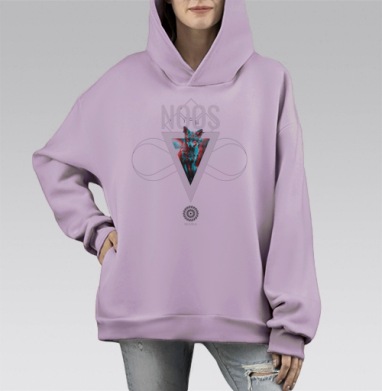 NOOS Лиса с мистическим 3D эффектом и символами, Hoodie Mono Fiolet, оверсайз, утепленная