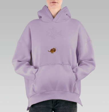 Звездный кот, Hoodie Oversize Fiolet, утепленная