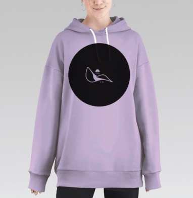 Абстрактная Гора с Закатным Солнцем Ощущением Спокойствия, Hoodie Long Oversize Fiolet