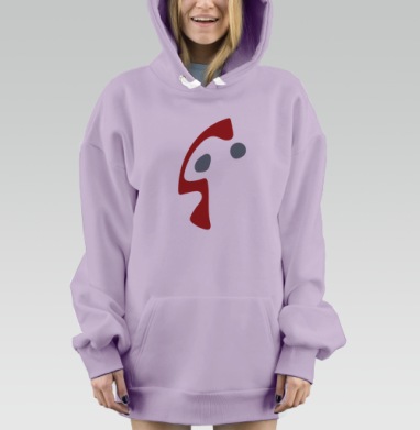 Абстрактный красный силуэт на черном с серыми акцентами черном фоне, Hoodie Mjhigh Dig Mel, Fiolet, утепленная