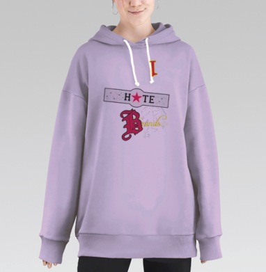 Антибренд Хейтер с красной звездой и готическим шрифтом Brands, Hoodie Long Oversize Fiolet