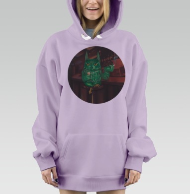 Антропоморфный филин в баре — загадочная атмосфера, Hoodie Mjhigh Dig Mel, Fiolet, утепленная