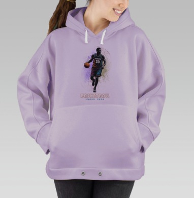 Баскетболист ведёт мяч динамичный момент Париж 2024, Hoodie Oversize Fiolet