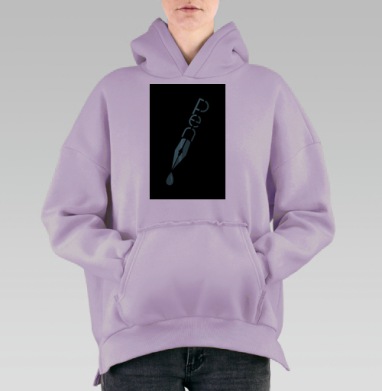 Бирюзовое перо с чернильной каплей – Бирюза и серый, Hoodie Oversize Fiolet, утепленная