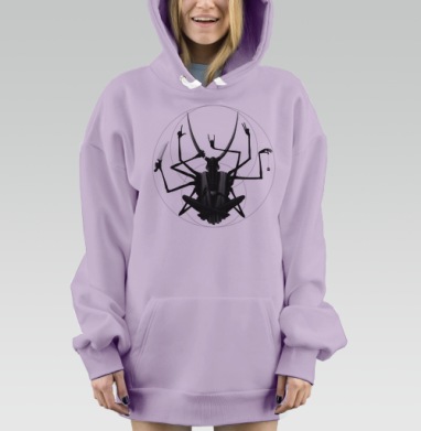 Мифическое божество в монохроме с множеством рук, Hoodie Mjhigh Dig Mel, Fiolet, утепленная