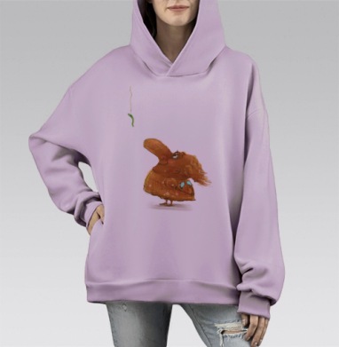 Человек Вглядывается В Зеленую Гусеницу, Hoodie Mono Fiolet, оверсайз, утепленная