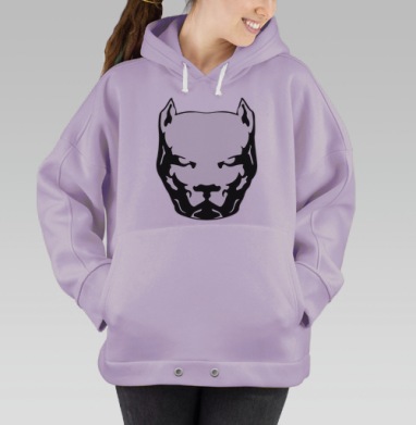 Черно белая голова мощного питбуля, Hoodie Oversize Fiolet