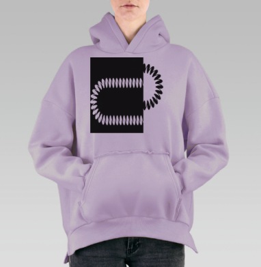 Черно белая игра формы и света для контрастных идей, Hoodie Oversize Fiolet, утепленная