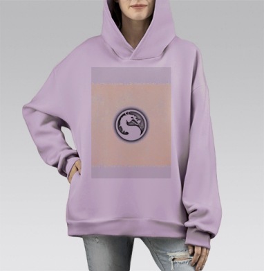 Черно Белый Дракон Символ Силы, Hoodie Mono Fiolet, оверсайз, утепленная