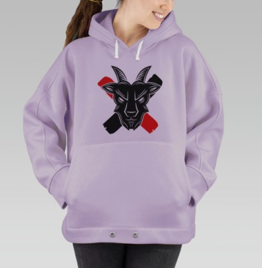 Черно красный козел знак вызова, Hoodie Oversize Fiolet