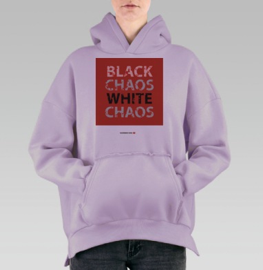 Черный и белый хаос на красном фоне Number One, Hoodie Oversize Fiolet, утепленная