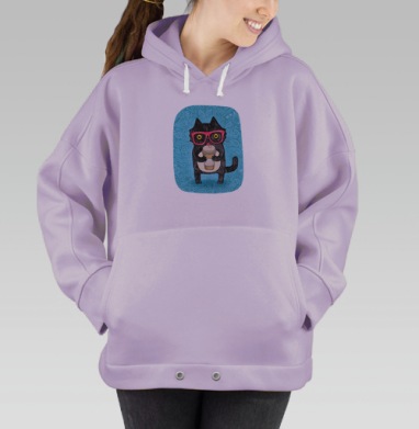 Coffee-cat, Hoodie Oversize Fiolet