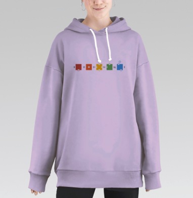 Цветные Геометрические Формы Слово Вообще, Hoodie Long Oversize Fiolet