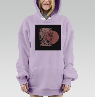 Девушка с рукописью терракота черный, Hoodie Mjhigh Dig Mel, Fiolet, утепленная
