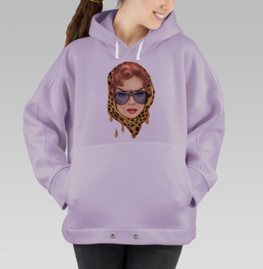 Девушка в оранжевом платке с капельками меда, Hoodie Oversize Fiolet
