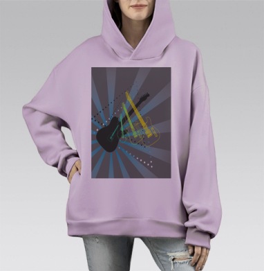 Динамичные гитары музыки свободы драйва, Hoodie Mono Fiolet, оверсайз, утепленная