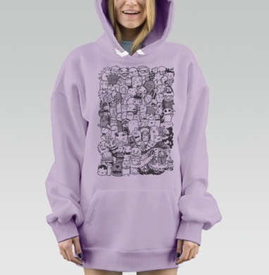 Дудл арт, Hoodie Mjhigh Dig Mel, Fiolet, утепленная