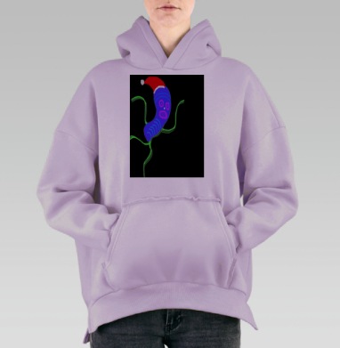 Фиолетовый cинхронный зимний персонаж танец движения, Hoodie Oversize Fiolet, утепленная