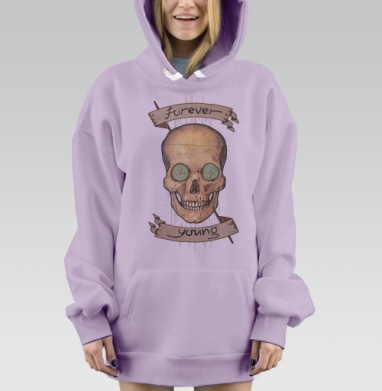 Forever young (вечно молодой), Hoodie Mjhigh Dig Mel, Fiolet, утепленная