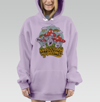 Funny Mushrooms, Hoodie Mjhigh Dig Mel, Fiolet, утепленная