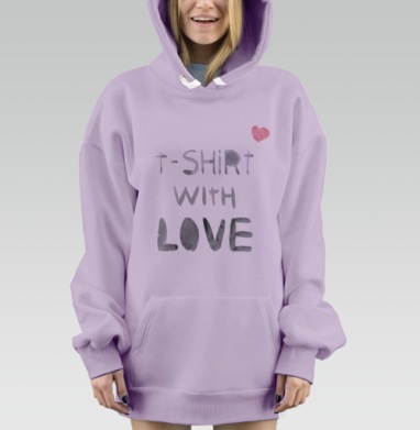 Футболка с любовью, Hoodie Mjhigh Dig Mel, Fiolet, утепленная