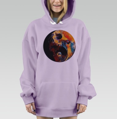Жёлтый череп крик эмоция смерти, Hoodie Mjhigh Dig Mel, Fiolet, утепленная