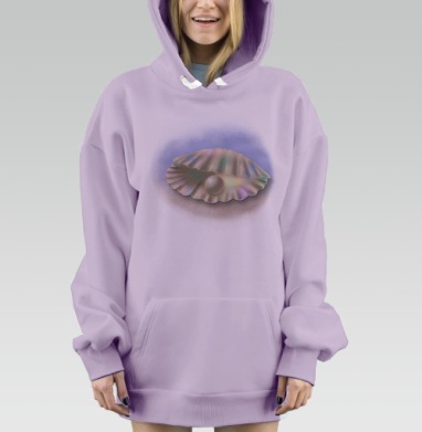 Жемчужина в ракушке нежные перламутровые тона жемчужина в ракушке, Hoodie Mjhigh Dig Mel, Fiolet, утепленная
