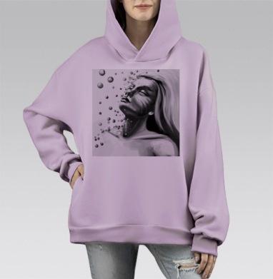 Женщина Очищение Воды Исчезновение души, Hoodie Mono Fiolet, оверсайз, утепленная