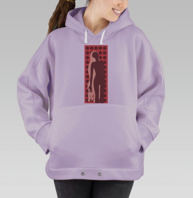 Женская фигура с длинными волосами застряли в жизни, Hoodie Oversize Fiolet