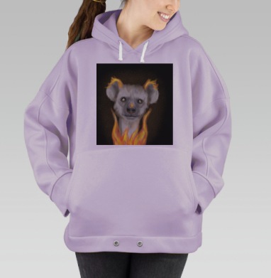 Животное с огненной аурой и светящимися глазами, Hoodie Oversize Fiolet