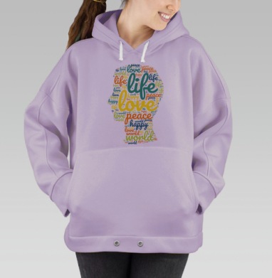 Жизнь любовь мир счастье живи в любви, Hoodie Oversize Fiolet