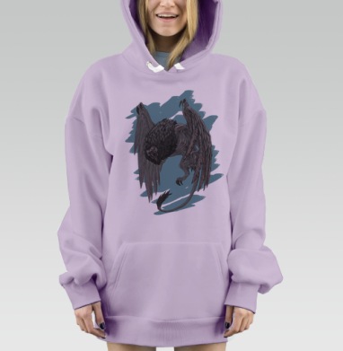 Грифон в небе атакует охотника на чудовищ, Hoodie Mjhigh Dig Mel, Fiolet, утепленная