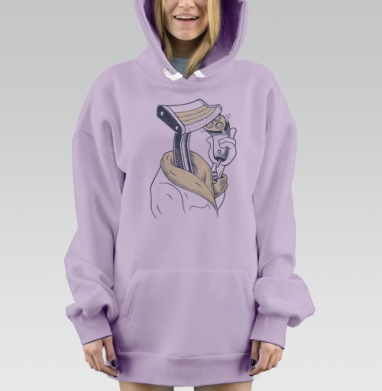 Ироничная иллюстрация: Бритвенный станок бреет электробритву, Hoodie Mjhigh Dig Mel, Fiolet, утепленная