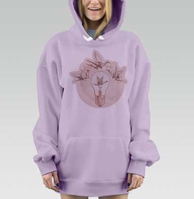 Журавли оригами, Hoodie Mjhigh Dig Mel, Fiolet, утепленная