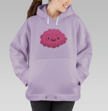 Милый розовый мозг в мультяшном стиле, Hoodie Oversize Fiolet