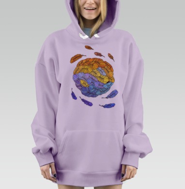 Декоративная композиция из перьев в круге, Hoodie Mjhigh Dig Mel, Fiolet, утепленная