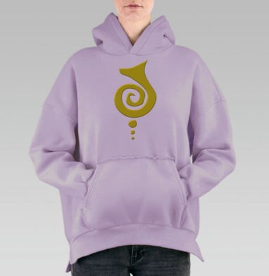 Яркий желтый абстрактный декор-спираль, Hoodie Oversize Fiolet, утепленная