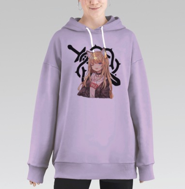 Кошкодевочка с вышивкой белого движения современном стиле микс, Hoodie Long Oversize Fiolet