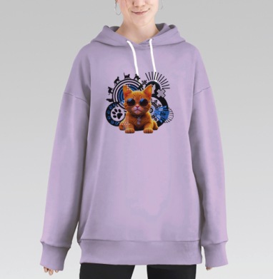 Котик на стиле, Hoodie Long Oversize Fiolet