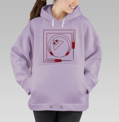 Красно Чёрный Геометрический Вращающийся Баланс, Hoodie Oversize Fiolet
