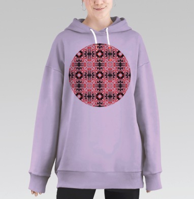 Красный черный узор гармония баланса мистической энергии, Hoodie Long Oversize Fiolet