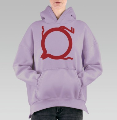 Красный летающий кот свободы лёгкости, Hoodie Oversize Fiolet, утепленная