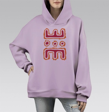 Латвийский символ Усиньша для удачи спокойного пути, Hoodie Mono Fiolet, оверсайз, утепленная
